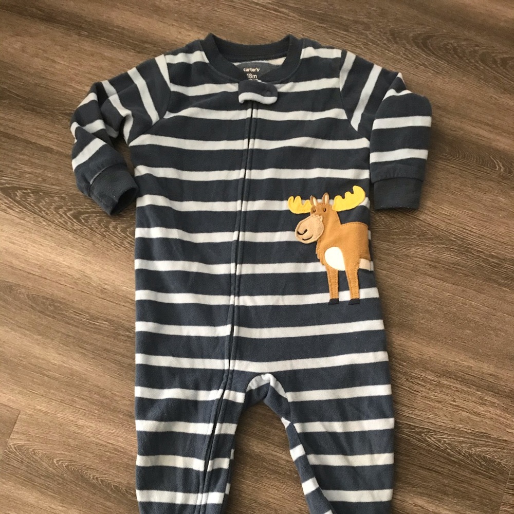 Fleece sleeper footed pajamas moose